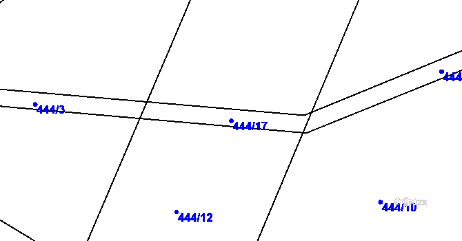 Parcela st. 444/17 v KÚ Rodvínov, Katastrální mapa