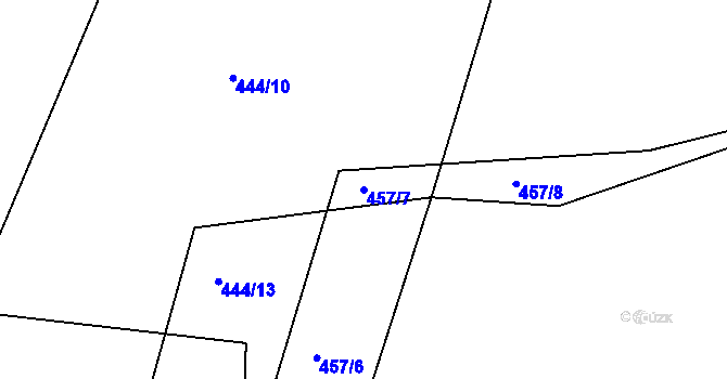 Parcela st. 457/7 v KÚ Rodvínov, Katastrální mapa
