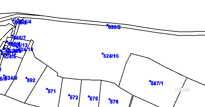 Parcela st. 524/15 v KÚ Rodvínov, Katastrální mapa