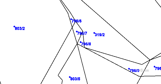 Parcela st. 796/8 v KÚ Rodvínov, Katastrální mapa