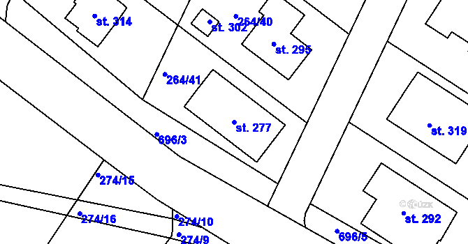 Parcela st. 277 v KÚ Rodvínov, Katastrální mapa