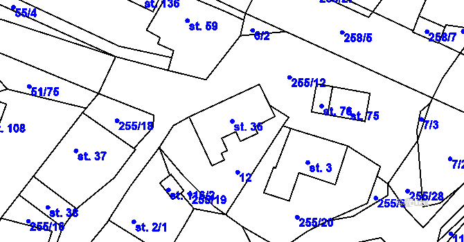 Parcela st. 36 v KÚ Rohanov, Katastrální mapa