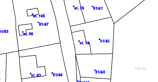 Parcela st. 78 v KÚ Rohanov, Katastrální mapa