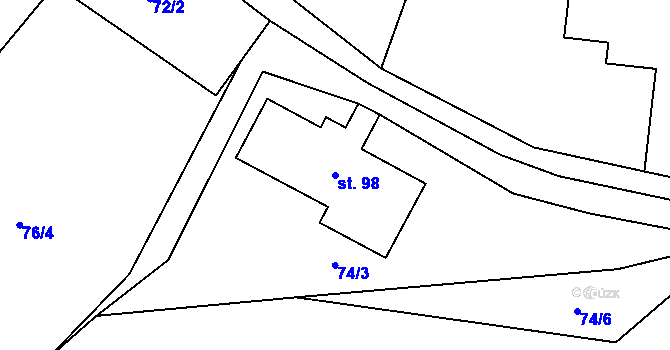 Parcela st. 98 v KÚ Rohanov, Katastrální mapa
