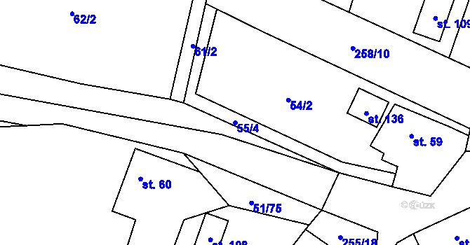 Parcela st. 55/4 v KÚ Rohanov, Katastrální mapa