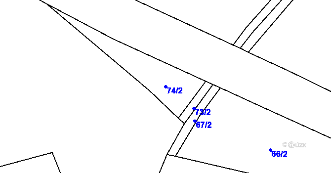 Parcela st. 74/2 v KÚ Rohanov, Katastrální mapa
