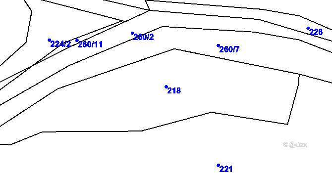 Parcela st. 218 v KÚ Rohanov, Katastrální mapa