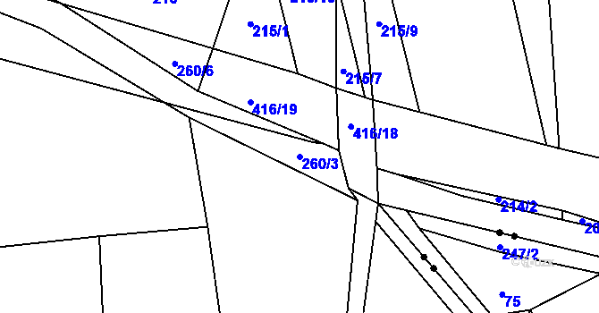 Parcela st. 260/3 v KÚ Rohanov, Katastrální mapa
