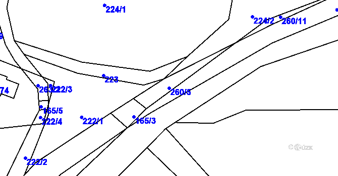 Parcela st. 260/5 v KÚ Rohanov, Katastrální mapa