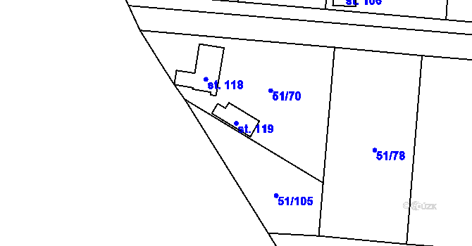 Parcela st. 119 v KÚ Rohanov, Katastrální mapa