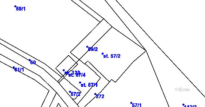 Parcela st. 57/2 v KÚ Rohanov, Katastrální mapa