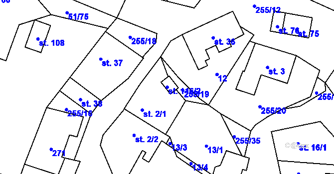 Parcela st. 116/2 v KÚ Rohanov, Katastrální mapa