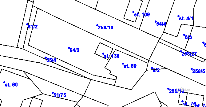 Parcela st. 136 v KÚ Rohanov, Katastrální mapa
