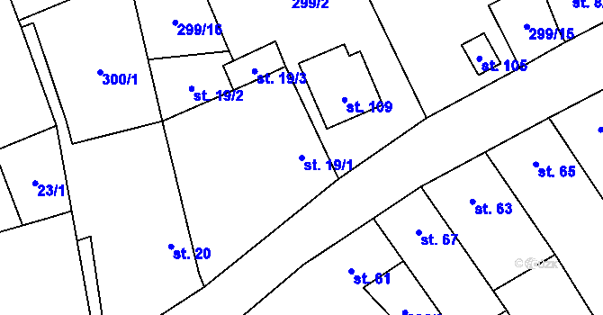 Parcela st. 19/1 v KÚ Rohatce, Katastrální mapa