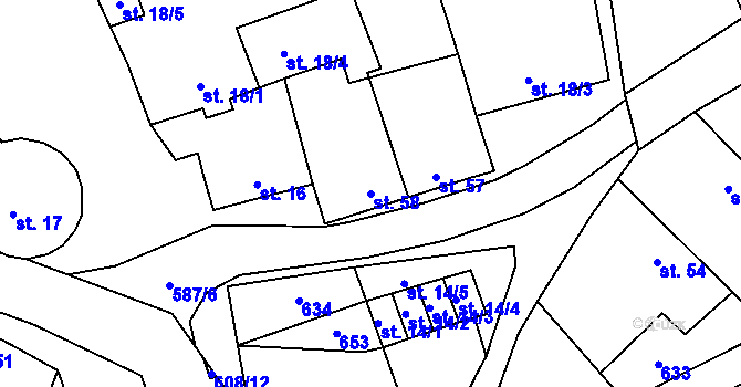 Parcela st. 58 v KÚ Rohatce, Katastrální mapa