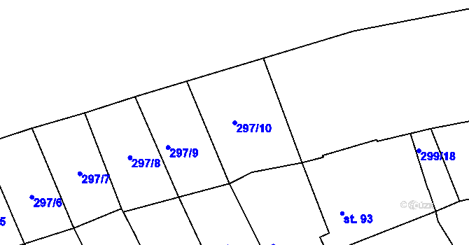 Parcela st. 297/10 v KÚ Rohatce, Katastrální mapa