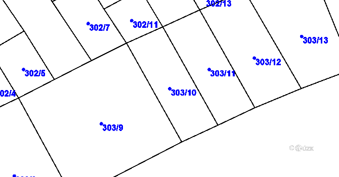 Parcela st. 303/10 v KÚ Rohatce, Katastrální mapa