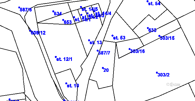 Parcela st. 587/7 v KÚ Rohatce, Katastrální mapa