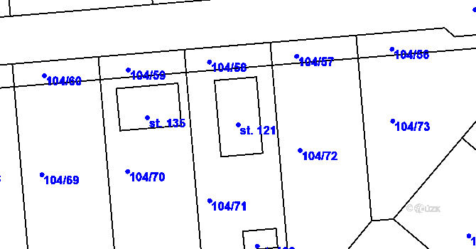 Parcela st. 121 v KÚ Rohatce, Katastrální mapa