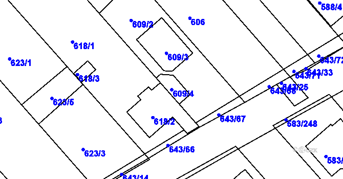 Parcela st. 609/4 v KÚ Rohatec, Katastrální mapa