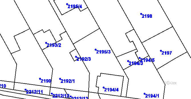 Parcela st. 2195/3 v KÚ Rohatec, Katastrální mapa