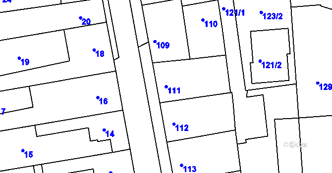 Parcela st. 111 v KÚ Rohatec, Katastrální mapa