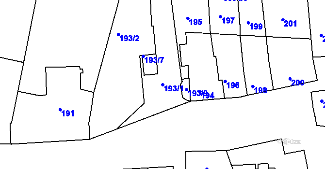 Parcela st. 193/1 v KÚ Rohatec, Katastrální mapa