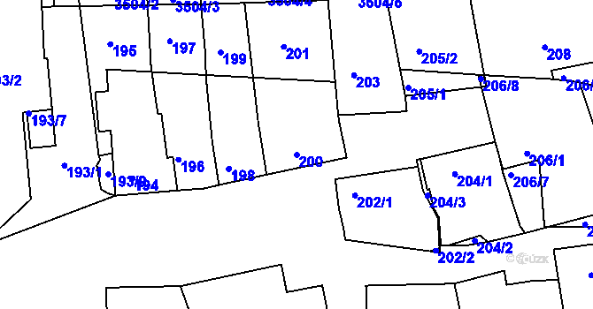 Parcela st. 200 v KÚ Rohatec, Katastrální mapa