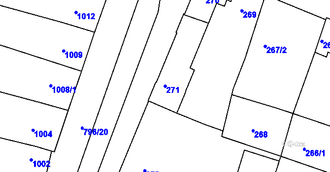 Parcela st. 271 v KÚ Rohatec, Katastrální mapa
