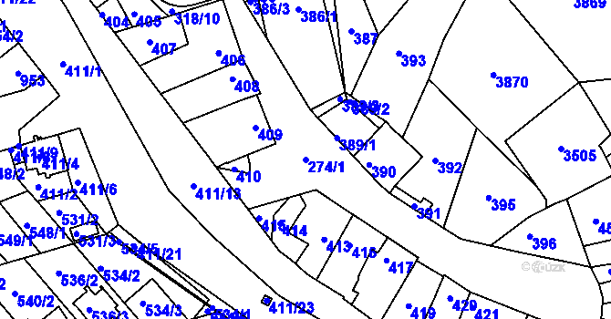 Parcela st. 274/1 v KÚ Rohatec, Katastrální mapa