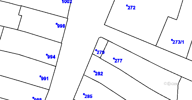 Parcela st. 279 v KÚ Rohatec, Katastrální mapa