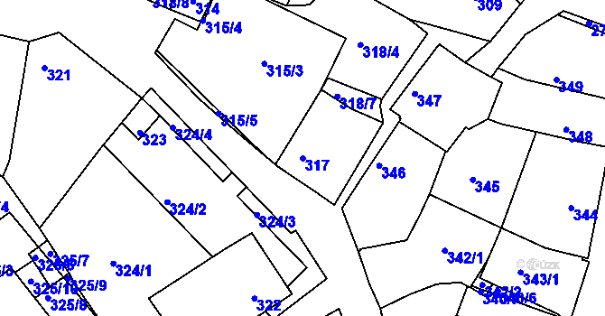 Parcela st. 317 v KÚ Rohatec, Katastrální mapa