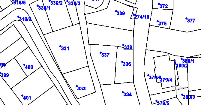 Parcela st. 337 v KÚ Rohatec, Katastrální mapa