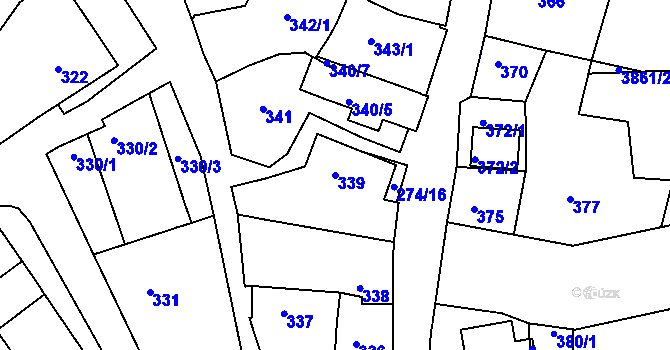 Parcela st. 339 v KÚ Rohatec, Katastrální mapa