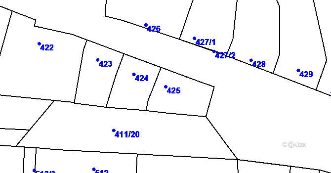 Parcela st. 425 v KÚ Rohatec, Katastrální mapa