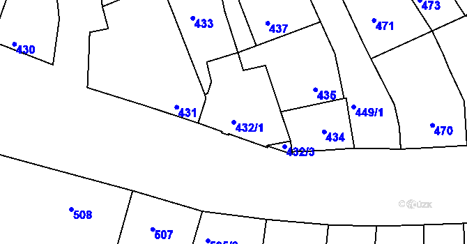 Parcela st. 432/1 v KÚ Rohatec, Katastrální mapa