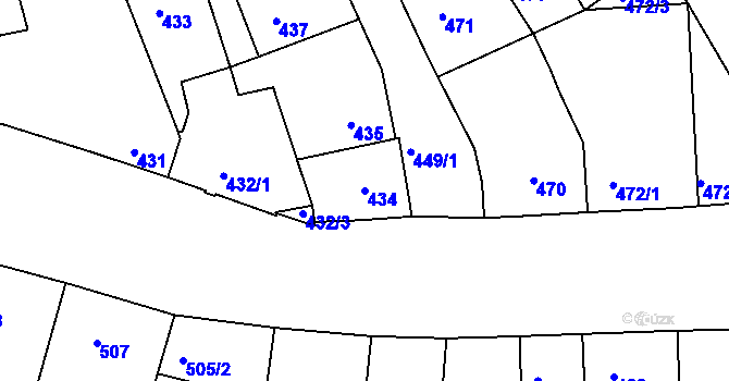 Parcela st. 434 v KÚ Rohatec, Katastrální mapa
