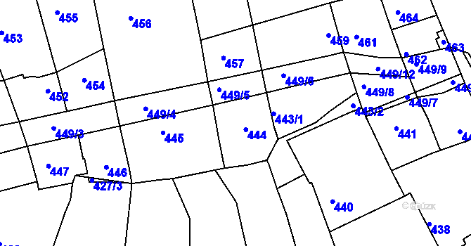 Parcela st. 444 v KÚ Rohatec, Katastrální mapa