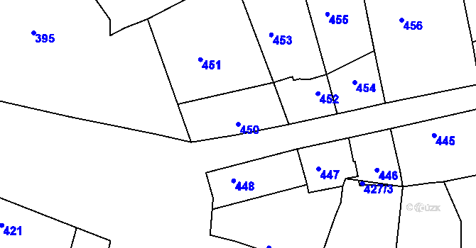 Parcela st. 450 v KÚ Rohatec, Katastrální mapa
