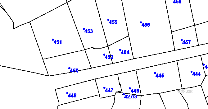 Parcela st. 452 v KÚ Rohatec, Katastrální mapa