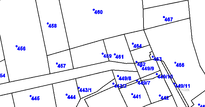 Parcela st. 459 v KÚ Rohatec, Katastrální mapa