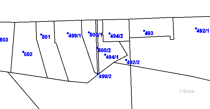 Parcela st. 494/1 v KÚ Rohatec, Katastrální mapa