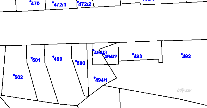 Parcela st. 494/2 v KÚ Rohatec, Katastrální mapa