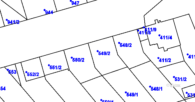 Parcela st. 549/2 v KÚ Rohatec, Katastrální mapa