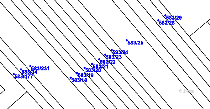 Parcela st. 583/23 v KÚ Rohatec, Katastrální mapa