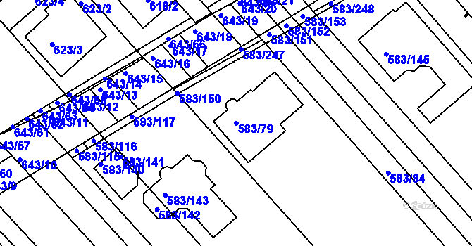 Parcela st. 583/79 v KÚ Rohatec, Katastrální mapa