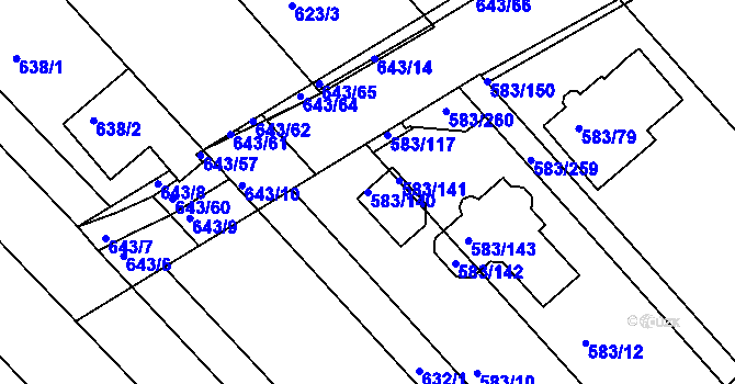 Parcela st. 583/140 v KÚ Rohatec, Katastrální mapa