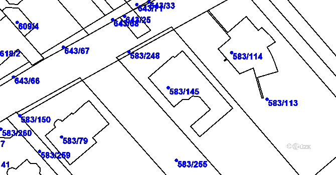 Parcela st. 583/145 v KÚ Rohatec, Katastrální mapa