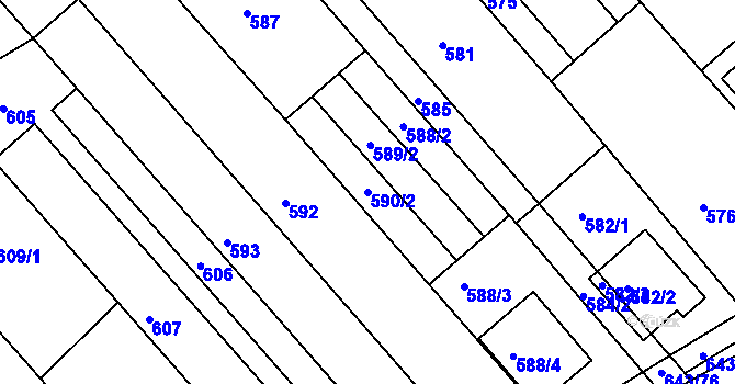 Parcela st. 590/2 v KÚ Rohatec, Katastrální mapa