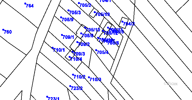 Parcela st. 705/4 v KÚ Rohatec, Katastrální mapa